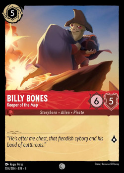 Disney Lorcana Trading Card Game Into the Inklands BILLY BONES Keeper of the Map