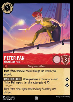 Disney Lorcana Trading Card Game Into the Inklands PETER PAN Never Land Hero