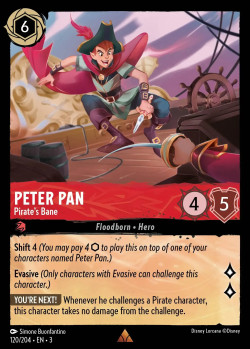 Disney Lorcana Trading Card Game Into the Inklands PETER PAN Pirate's Bane