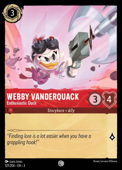 Disney Lorcana Trading Card Game Into the Inklands WEBBY VANDERQUACK Enthusiastic Duck