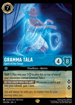 Disney Lorcana Trading Card Game Into the Inklands GRAMMA TALA Spirit of the Ocean