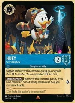Disney Lorcana Trading Card Game Into the Inklands HUEY Savvy Nephew