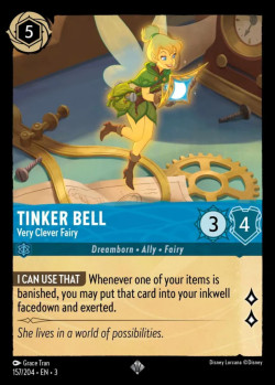 Disney Lorcana Trading Card Game Into the Inklands TINKER BELL Very Clever Fairy