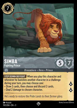 Disney Lorcana Trading Card Game Into the Inklands SIMBA Fighting Prince