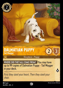 Disney Lorcana Trading Card Game Into the Inklands DALMATION PUPPY Tail Wagger