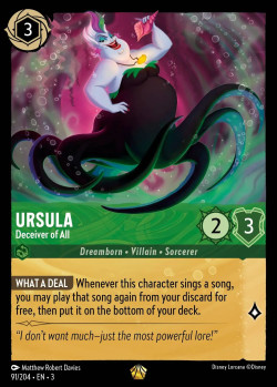 Disney Lorcana Trading Card Game Into the Inklands URSULA Deceiver of All