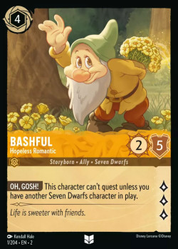 Disney Lorcana Trading Card Game Rise of the Floodborn BASHFUL Hopeless Romantic