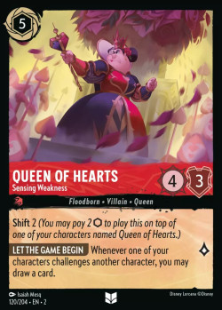 Disney Lorcana Trading Card Game Rise of the Floodborn QUEEN OF HEARTS Sensing Weakness