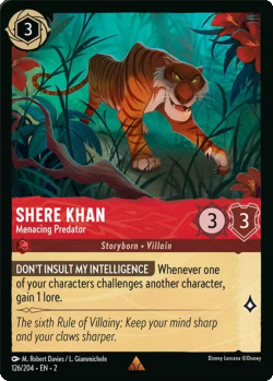Disney Lorcana Trading Card Game Rise of the Floodborn SHERE KHAN Menacing Predator