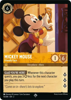 Disney Lorcana Trading Card Game Rise of the Floodborn MICKEY MOUSE Friendly Face