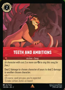 Disney Lorcana Trading Card Game Rise of the Floodborn TEETH AND AMBITIONS