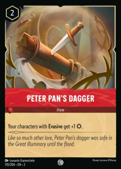 Disney Lorcana Trading Card Game Rise of the Floodborn PETER PAN'S DAGGER