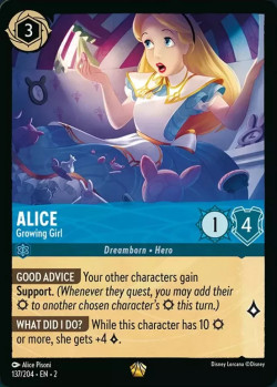 Disney Lorcana Trading Card Game Rise of the Floodborn ALICE Growing Girl