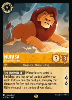 Disney Lorcana Trading Card Game Rise of the Floodborn MUFASA Betrayed Leader