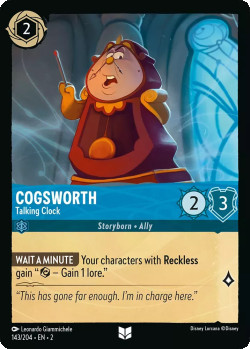 Disney Lorcana Trading Card Game Rise of the Floodborn COGSWORTH Talking Clock
