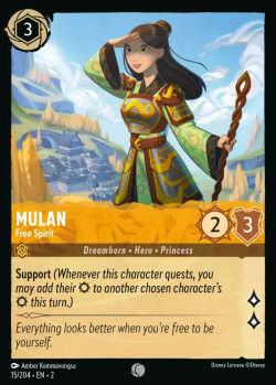 Disney Lorcana Trading Card Game Rise of the Floodborn MULAN Free Spirit