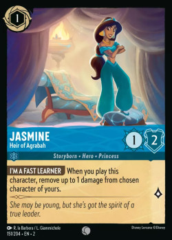 Disney Lorcana Trading Card Game Rise of the Floodborn JASMINE Heir Of Agrabah