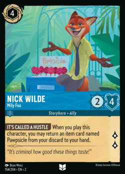 Disney Lorcana Trading Card Game Rise of the Floodborn NICK WILDE Wily Fox