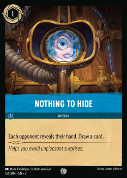 Disney Lorcana Trading Card Game Rise of the Floodborn NOTHING TO HIDE