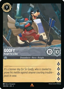 Disney Lorcana Trading Card Game Rise of the Floodborn GOOFY Knight for a Day