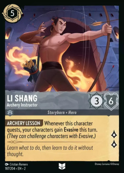 Disney Lorcana Trading Card Game Rise of the Floodborn LI SHANG Archery Instructor