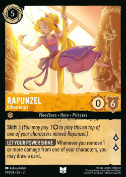 Disney Lorcana Trading Card Game Rise of the Floodborn RAPUNZEL Gifted Artist