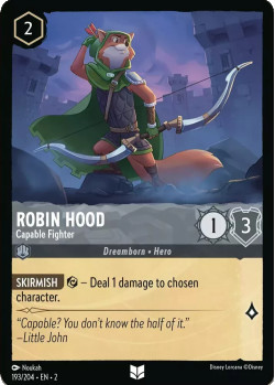 Disney Lorcana Trading Card Game Rise of the Floodborn ROBIN HOOD Capable Fighter