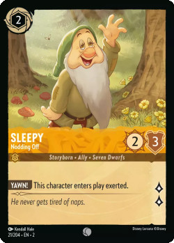 Disney Lorcana Trading Card Game Rise of the Floodborn SLEEPY Nodding Off