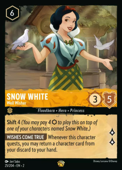 Disney Lorcana Trading Card Game Rise of the Floodborn SNOW WHITE Well Wisher