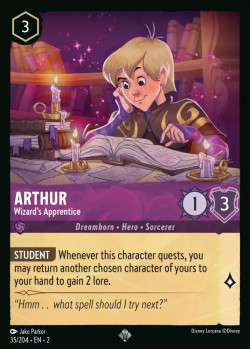 Disney Lorcana Trading Card Game Rise of the Floodborn ARTHUR Wizard's Apprentice