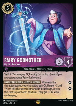 Disney Lorcana Trading Card Game Rise of the Floodborn FAIRY GODMOTHER Mystic Armorer