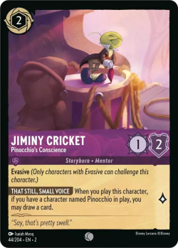 Disney Lorcana Trading Card Game Rise of the Floodborn JIMINY CRICKET Pinocchio's Conscience