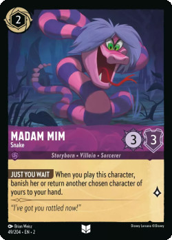 Disney Lorcana Trading Card Game Rise of the Floodborn MADAM MIM Snake