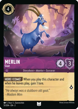 Disney Lorcana Trading Card Game Rise of the Floodborn MERLIN Goat