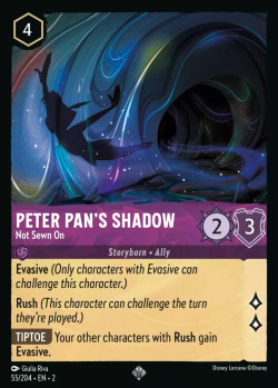 Disney Lorcana Trading Card Game Rise of the Floodborn PETER PAN'S SHADOW Not Sewn On