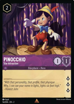 Disney Lorcana Trading Card Game Rise of the Floodborn PINOCCHIO Star Attraction