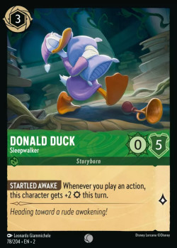 Disney Lorcana Trading Card Game Rise of the Floodborn DONALD DUCK Sleepwalker