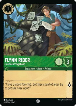 Disney Lorcana Trading Card Game Rise of the Floodborn FLYNN RIDER Confident Vagabond