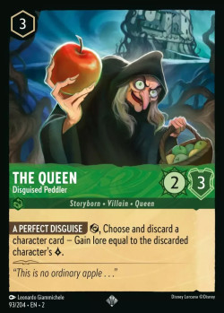 Disney Lorcana Trading Card Game Rise of the Floodborn THE QUEEN Disguised Peddler