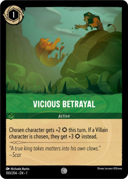 Disney Lorcana Trading Card Game The First Chapter VICIOUS BETRAYAL