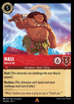 Disney Lorcana Trading Card Game The First Chapter MAUI Hero to All