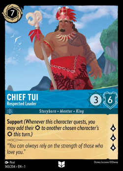 Disney Lorcana Trading Card Game The First Chapter CHIEF TUI Respected Leader