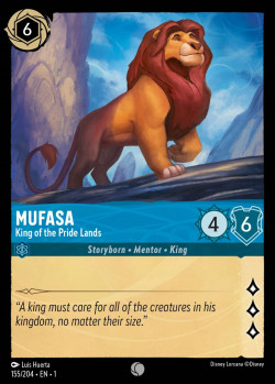 Disney Lorcana Trading Card Game The First Chapter MUFASA King of the Pride Lands