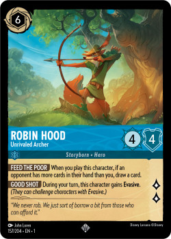 Disney Lorcana Trading Card Game The First Chapter ROBIN HOOD Unrivaled Archer