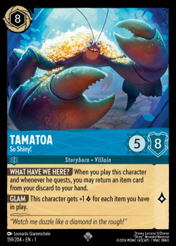 Disney Lorcana Trading Card Game The First Chapter TAMATOA So Shiny!