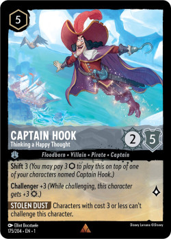 Disney Lorcana Trading Card Game The First Chapter CAPTAIN HOOK Thinking a Happy Thought