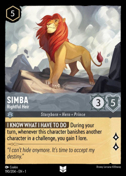 Disney Lorcana Trading Card Game The First Chapter SIMBA Rightful Heir