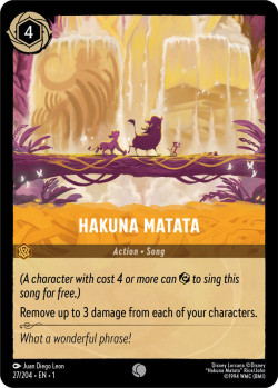 Disney Lorcana Trading Card Game The First Chapter HAKUNA MATATA