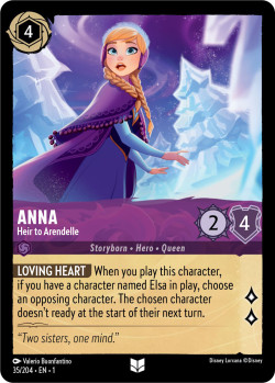 Disney Lorcana Trading Card Game The First Chapter ANNA Heir to Arendelle