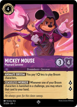 Disney Lorcana Trading Card Game The First Chapter MICKEY MOUSE Wayward Sorcerer